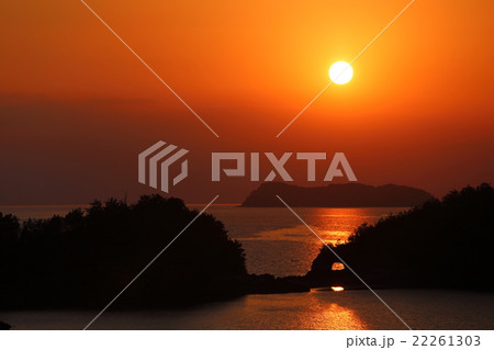 笠戸島　はなぐり岩　夕景 22261303