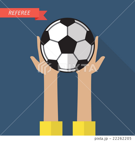 Referee hand holding a soccer ball 22262205