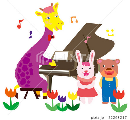 動物達の音楽会 先生と子供たちのイラスト素材