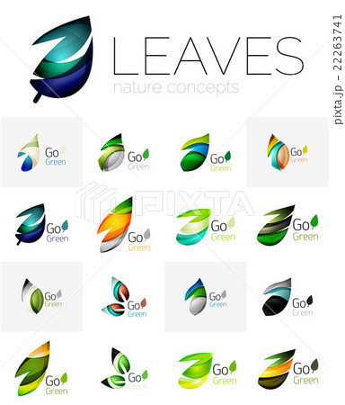 Abstract geometric leaves, company logo collection Abstract geometric leaves, company logo collection 22263741