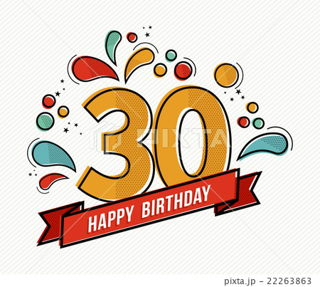 Colorful happy birthday number 30 flat line design 22263863