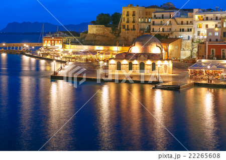 Panorama night Venetian quay, Chania, Crete 22265608