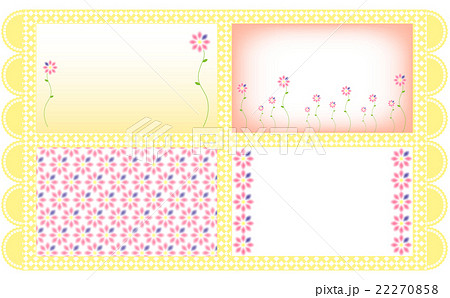 メッセージカード 花 ピンク花 黄色レース のイラスト素材 22270858
