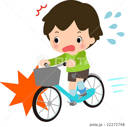 自転車で事故を起こす男の子のイラスト素材