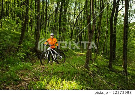 Cyclist Riding the Bike on a Trail in Summer 22273998