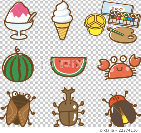 Summer Vacation Illustration Material Set Stock Illustration