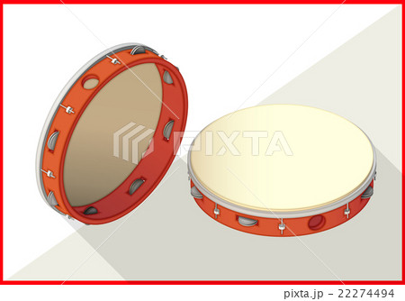 Tambourine isometric perspective view flat 22274494