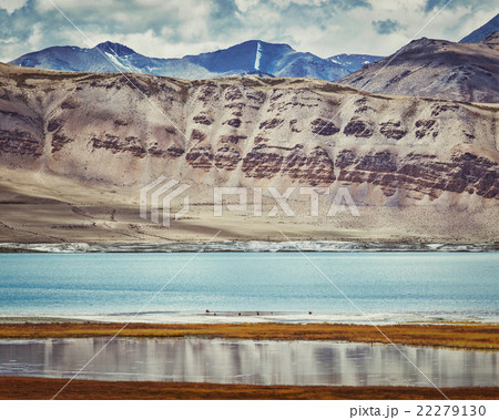 Salt lake Tso Kar in Himalayas. Ladakh, India Salt lake Tso Kar in Himalayas. Ladakh, India 22279130