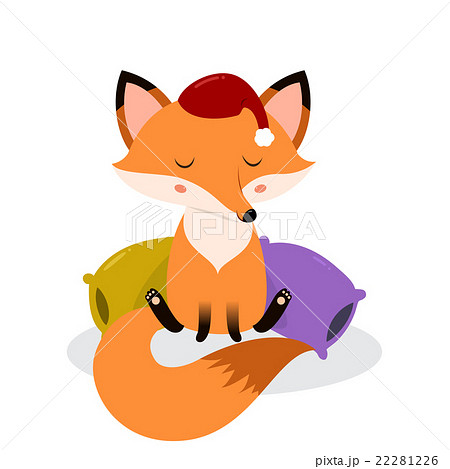 Cute cartoon sleepy fox on the pillows. 22281226