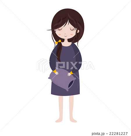 Sleepy girl in pajamas. Cute cartoon character 22281227