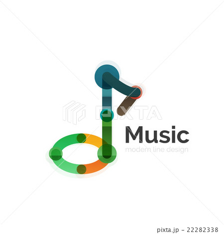 Music note logo, flat thin line geometric design Music note logo, flat thin line geometric design 22282338
