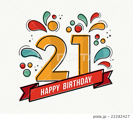 Colorful happy birthday number 21 flat line design Colorful happy birthday number 21 flat line design 22282427
