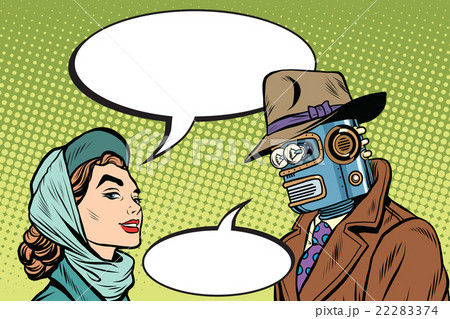 Couple man robot and beautiful woman 22283374