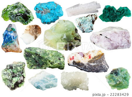 many natural mineral gems and crystals isolated 22283429