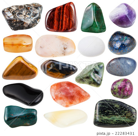 set of various polished natural mineral stones 22283431