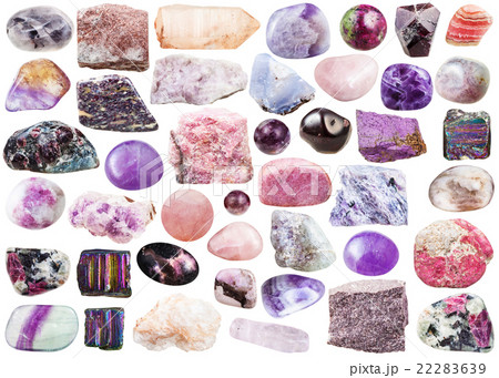 set of pink mineral stones and gemstones 22283639