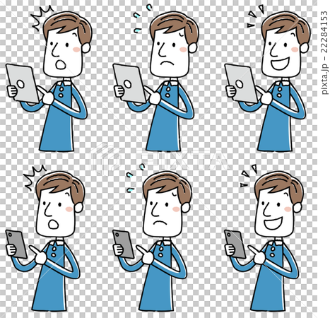Illustration Material: Businessman Casual Smartphone Tablet Operation Variation Illustration Material: Businessman Casual Smartphone Tablet Operation Variation 22284153