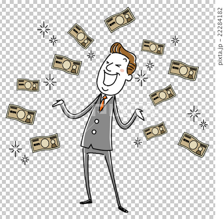 イラスト素材：ビジネスマン　中年　お金持ち　大金　儲ける 22284182
