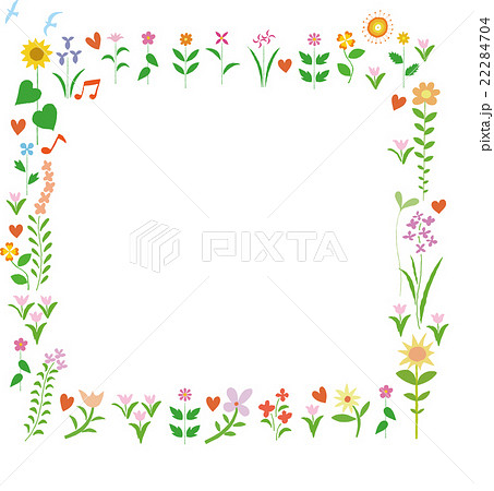 可愛い花の枠のイラスト素材