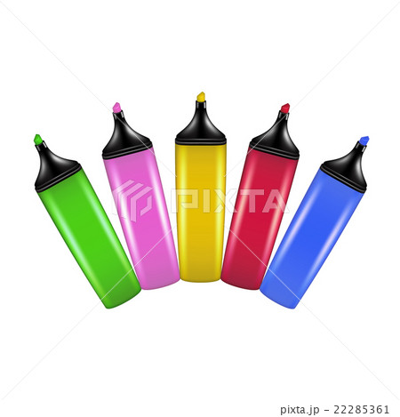 A set of highlighting pens on white background A set of highlighting pens on white background 22285361
