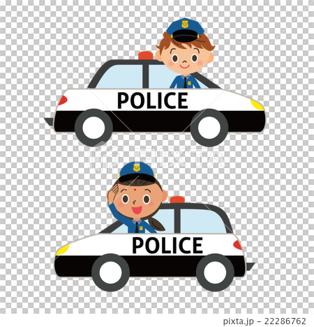パトカーに乗った警察官のイラスト素材