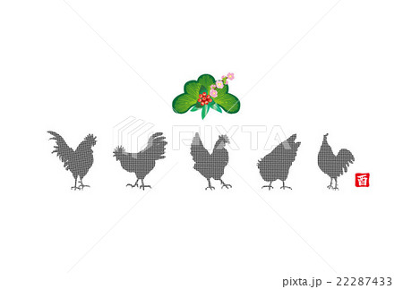 酉年の干支の鶏のシンプルなイラスト年賀状テンプレートのイラスト素材