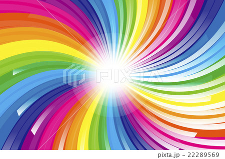 背景素材壁紙 虹色 レインボーカラー 七色 カラフル 放射線 パーティー 光 輝き かわいい 楽しいのイラスト素材