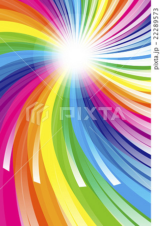 背景素材壁紙 虹色 レインボーカラー 七色 カラフル 放射線 パーティー 光 輝き かわいい 楽しいのイラスト素材