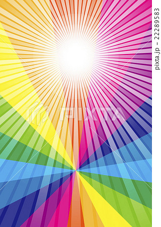 背景素材壁紙 虹色 レインボーカラー 七色 カラフル 放射線 パーティー 光 輝き かわいい 楽しいのイラスト素材 22289583 Pixta