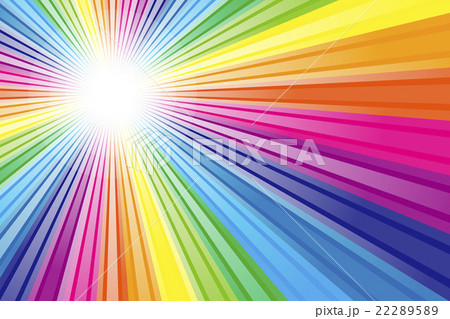 背景素材壁紙 虹色 レインボーカラー 七色 カラフル 放射線 パーティー 光 輝き かわいい 楽しいのイラスト素材 2225