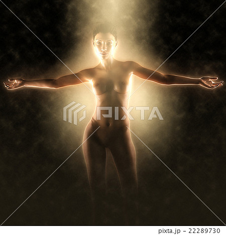 Beautiful naked young woman in the dark studio 22289730