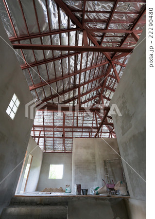 cement concrete wall and roof with steel beam 22290480