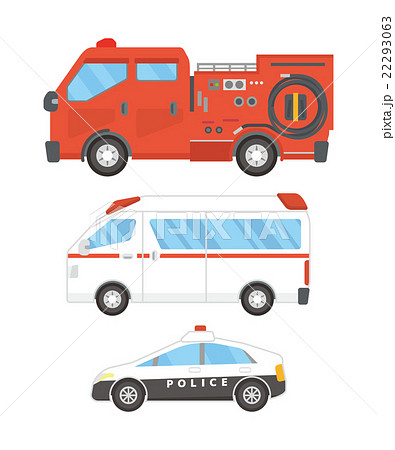 消防車 救急車 パトカー 乗り物 シリーズ のイラスト素材