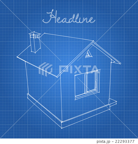 Drawing of the home on a blue background. 22293377