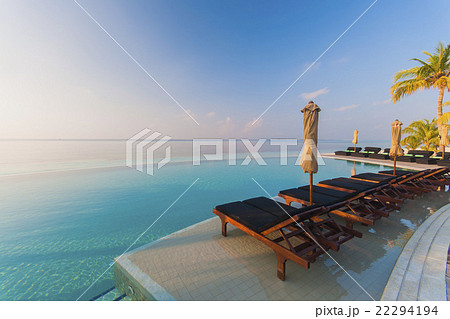 Water pool vacation with sunrise background 22294194