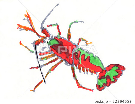 spiny lobster 伊勢海老 水墨画 22294653
