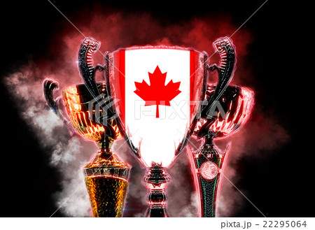 Trophy cup textured with flag of Canada. 22295064