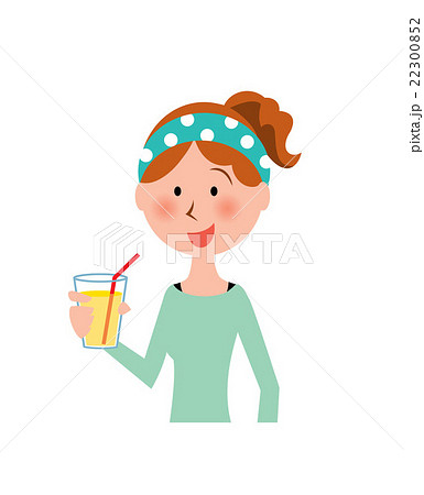 ジュースを飲む健康的な女性のイラスト素材