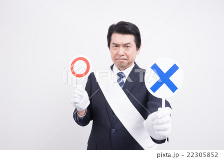 ミドルの男性(選挙イメージ、○×棒) ミドルの男性(選挙イメージ、○×棒) 22305852