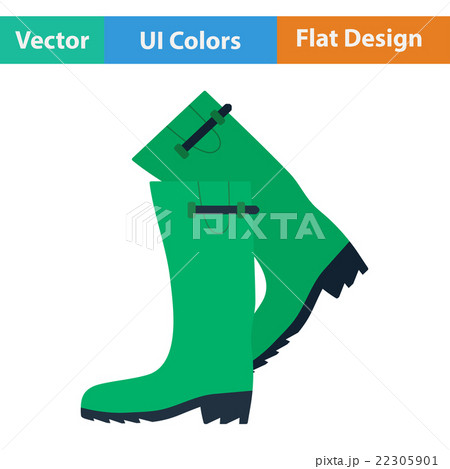 Flat design icon of hunter's rubber boots 22305901