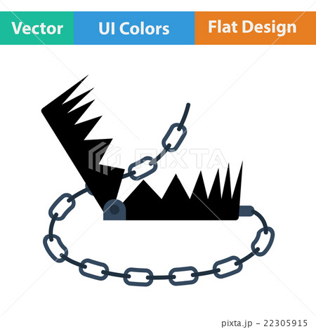 Flat design icon of bear hunting trap 22305915