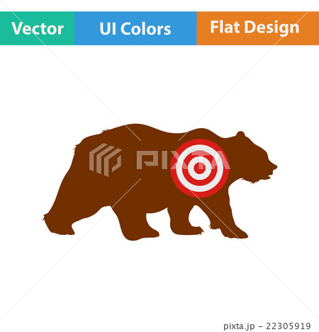 Flat design icon of bear silhouette with target Flat design icon of bear silhouette with target 22305919
