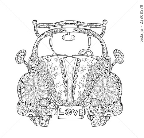 Hand drawn doodle outline holiday car Hand drawn doodle outline holiday car 22308579