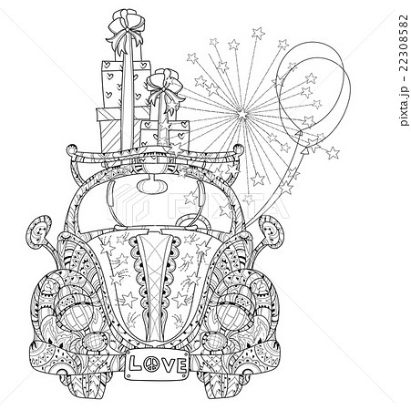 Hand drawn doodle outline holiday car Hand drawn doodle outline holiday car 22308582
