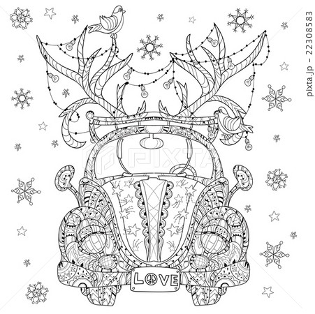 Hand drawn doodle outline holiday car Hand drawn doodle outline holiday car 22308583