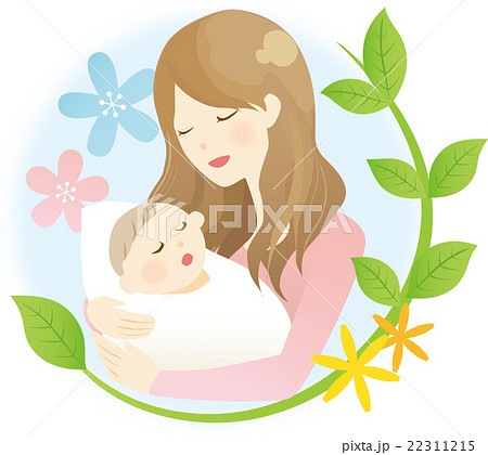 赤ちゃんとお母さんのイラスト素材