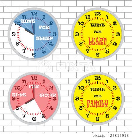 Clock time concept set brick wall Clock time concept set brick wall 22312918