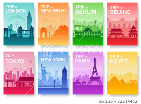 Travel of the world brochure with typography set 22314452