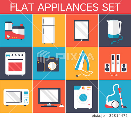 Flat modern kitchen appliances set icons concept 22314475