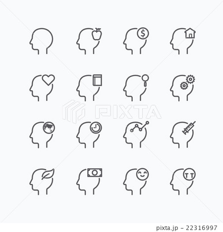 Head silhouette icons flat line think concept のイラスト素材 [22316997] - PIXTA